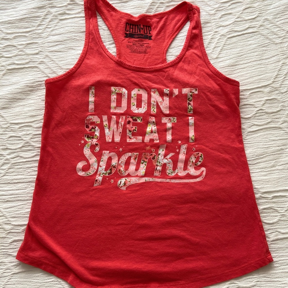 Chin-Up “I Don’t Sweat I Sparkle” Athletic Tank